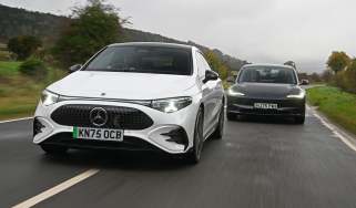 Mercedes CLA and Tesla Model 3 - front tracking