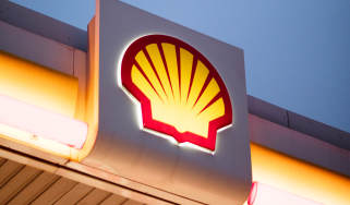 Shell pecten logo on refueling station